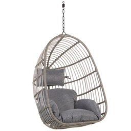 Beliani Hanging Chair Casoli Pe Rattan Grey