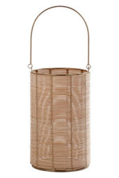 Orsina Hurricane Candle Holder, Eco-Friendly Rattan And Iron Frame Candle Holder, Rustic Design With Sleek Handle