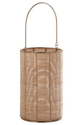 Orsina Hurricane Candle Holder, Eco-Friendly Rattan And Iron Frame Candle Holder, Rustic Design With Sleek Handle - thumbnail 3