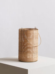 Orsina Hurricane Candle Holder, Eco-Friendly Rattan And Iron Frame Candle Holder, Rustic Design With Sleek Handle - thumbnail 4