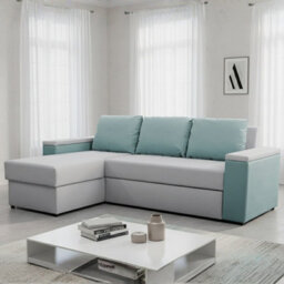 Universal Corner Sofa Bed Heros With Storage Light Grey And Turquoise