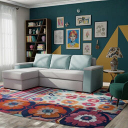 Universal Corner Sofa Bed Heros With Storage Light Grey And Turquoise - thumbnail 2