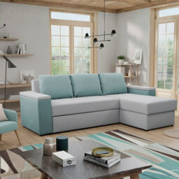 Universal Corner Sofa Bed Heros With Storage Light Grey And Turquoise - thumbnail 3
