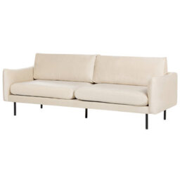 Beliani 3-Piece Sofa Set, Beige Velvet, Black Legs, L220 X D85 X H85Cm - thumbnail 4