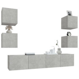 Berkfield Classic 6 Piece Tv Cabinet Set Concrete Grey Engineered Wood - thumbnail 4