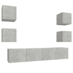 Berkfield Classic 6 Piece Tv Cabinet Set Concrete Grey Engineered Wood - thumbnail 1
