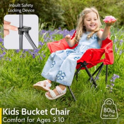 Trail Outdoor Leisure Buzzard Kids Folding Bucket Camping Chair Padded Red (3-10 Years) - thumbnail 3