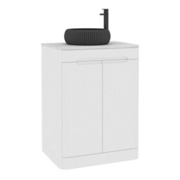 Royal Bathrooms Venice 600mm Gloss White Freestanding Bathroom Countertop Vanity Unit 2 Door With Milan Black Basin - thumbnail 7