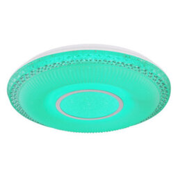 Luminosa Lighting Luminosa Klemens Patterned Glass Flush Ceiling Light White 1X Rgb Led Dimmable 3000-6000K Remote Control - thumbnail 6