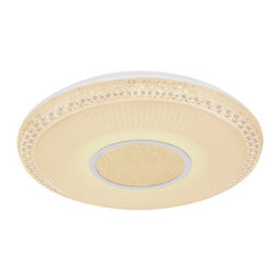Luminosa Lighting Luminosa Klemens Patterned Glass Flush Ceiling Light White 1X Rgb Led Dimmable 3000-6000K Remote Control
