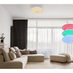 Luminosa Lighting Luminosa Klemens Patterned Glass Flush Ceiling Light White 1X Rgb Led Dimmable 3000-6000K Remote Control - thumbnail 9