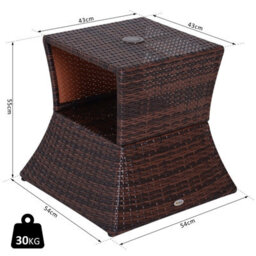 Wyld Haus Lekavi Brown Rattan Outdoor Coffee Table With Parasol Hole And Open Shelf - 54 X 55 Cm - thumbnail 3