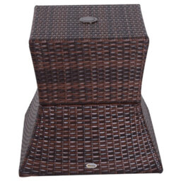 Wyld Haus Lekavi Brown Rattan Outdoor Coffee Table With Parasol Hole And Open Shelf - 54 X 55 Cm - thumbnail 7