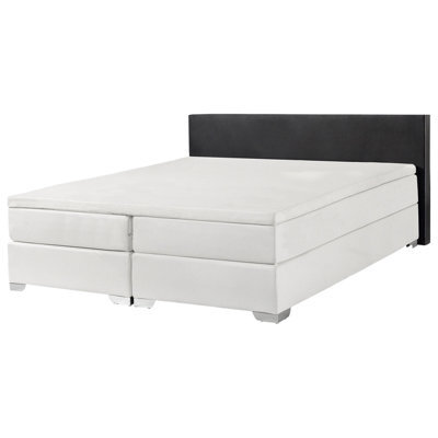 Beliani Divan Bed Faux Leather President 160 X 200 Cm (Eu King Size) Black/ White - image 1