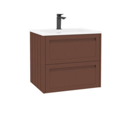 Royal Bathrooms Elmore 600mm Traditional Wall Hung 2 Drawer Bathroom Vanity Unit With Matt Stone Basin Sink - Terracotta Clay - thumbnail 6