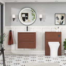 Royal Bathrooms Elmore 600mm Traditional Wall Hung 2 Drawer Bathroom Vanity Unit With Matt Stone Basin Sink - Terracotta Clay - thumbnail 4