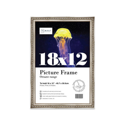 18X12 Silver Ornate Picture Frame (45.7 X 30.5Cm) Poster, Photo, Artwork, Gallery Wall Or Print - image 1