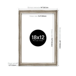 18X12 Silver Ornate Picture Frame (45.7 X 30.5Cm) Poster, Photo, Artwork, Gallery Wall Or Print - thumbnail 2