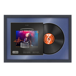 "AK Frames 25X17"" Dark Grey Step Vinyl Record Frame With Blue Mount For 12 Inch Lp Cover & Disc - Overlapped Design" - thumbnail 1