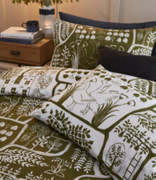 Furn. Frida Abstract Floral Reversible Duvet Cover Set, Super King, Green - thumbnail 3
