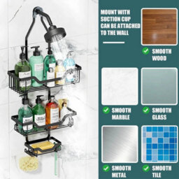 Shower Caddy 3 Tier Bathroom Storage Organiser Hanging Tidy Rack Basket Bath - thumbnail 6