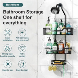 Shower Caddy 3 Tier Bathroom Storage Organiser Hanging Tidy Rack Basket Bath - thumbnail 5