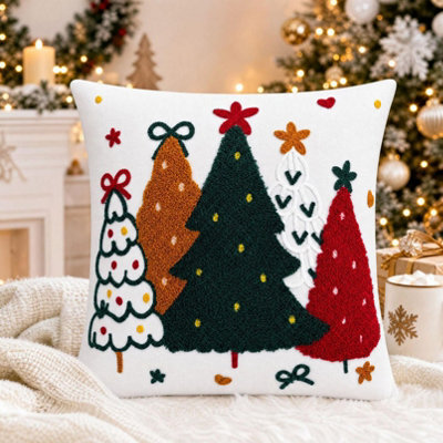 Amorly Embroidery Throw Pillow Cover, 45X45Cm Christmas Decorative Cushion Cover For Sofa Couch, No Pillow Insert - image 1