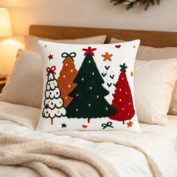 Amorly Embroidery Throw Pillow Cover, 45X45Cm Christmas Decorative Cushion Cover For Sofa Couch, No Pillow Insert - thumbnail 5