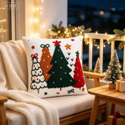 Amorly Embroidery Throw Pillow Cover, 45X45Cm Christmas Decorative Cushion Cover For Sofa Couch, No Pillow Insert - thumbnail 7
