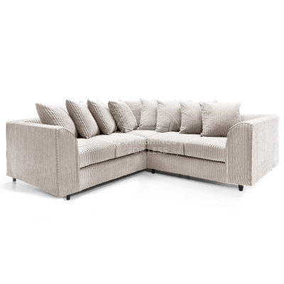 Furnishings For Less UK Ferguson Cream 5 Seater Fabric Corner Sofa L Shaped Jumbo Cord - Scatter Back - image 1