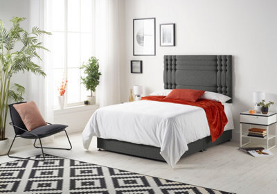 Somnior Beds Somnior Flexby Tweed Charcoal 4Ft Memory Foam Divan Bed With 4 Drawers, Mattress & Headboard - Small Double - image 1