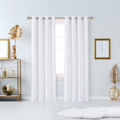 Deconovo Blackout Eyelet Curtains, Gold Printed Constellation Curtains For Living Room, 46 X 90 Inch, Silver Grey, 2 Panels - image 1