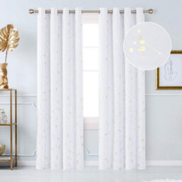 Deconovo Blackout Eyelet Curtains, Gold Printed Constellation Curtains For Living Room, 46 X 90 Inch, Silver Grey, 2 Panels - thumbnail 2