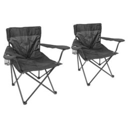 Harbour Housewares Folding Canvas Camping Chairs - Matt Black/black - Pack Of 2 - thumbnail 1