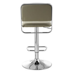 Orsina Light Grey Seat And Chrome Base Bar Stool, Adjustable Height Kitchen Bar Stool, Footrest Swivel Barstool - thumbnail 4