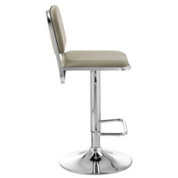 Orsina Light Grey Seat And Chrome Base Bar Stool, Adjustable Height Kitchen Bar Stool, Footrest Swivel Barstool - thumbnail 3