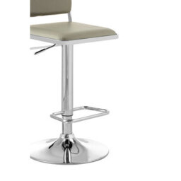Orsina Light Grey Seat And Chrome Base Bar Stool, Adjustable Height Kitchen Bar Stool, Footrest Swivel Barstool - thumbnail 6