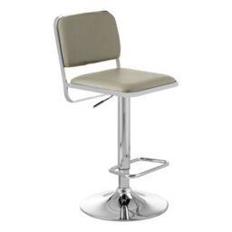 Orsina Light Grey Seat And Chrome Base Bar Stool, Adjustable Height Kitchen Bar Stool, Footrest Swivel Barstool - thumbnail 2