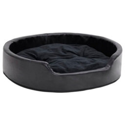 Berkfield Luxury Dog Bed Black 79X70X19 Cm Plush And Faux Leather