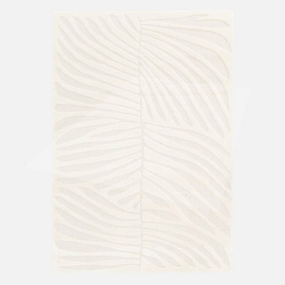 Sweeek - Interior Rug Cream Embossed Plant Motif Lily 150X80X1.4 Cm   Sweeek - image 1