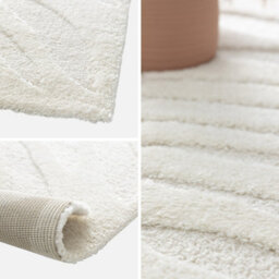 Sweeek - Interior Rug Cream Embossed Plant Motif Lily 150X80X1.4 Cm   Sweeek - thumbnail 3