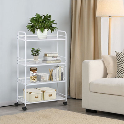 Yaheetech 4-Shelf Rolling Storage Trolley Cart White - image 1