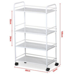 Yaheetech 4-Shelf Rolling Storage Trolley Cart White - thumbnail 3