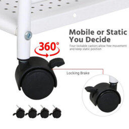 Yaheetech 4-Shelf Rolling Storage Trolley Cart White - thumbnail 4