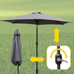 Vivo 2.7M Garden Parasol Round Garden Umbrella Sun Shading With Hand Crank, Tilt Function (Uv 30+) (Grey) - thumbnail 4