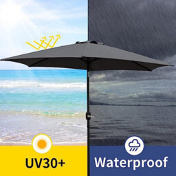 Vivo 2.7M Garden Parasol Round Garden Umbrella Sun Shading With Hand Crank, Tilt Function (Uv 30+) (Grey) - thumbnail 6