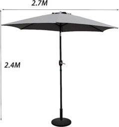 Vivo 2.7M Garden Parasol Round Garden Umbrella Sun Shading With Hand Crank, Tilt Function (Uv 30+) (Grey) - thumbnail 7