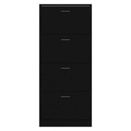 Berkfield Shoe Cabinet Black 63X24X147 Cm Engineered Wood - thumbnail 4