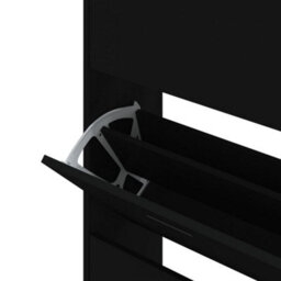 Berkfield Shoe Cabinet Black 63X24X147 Cm Engineered Wood - thumbnail 6
