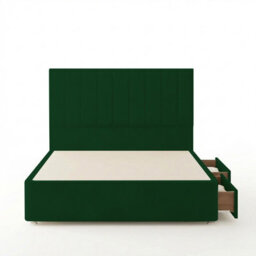 "Adore Designs Portland Plush Velvet Divan Bed, 50"" Headboard - 5Ft Kingsize - Emerald Green - 2 Drawers Foot End" - thumbnail 2